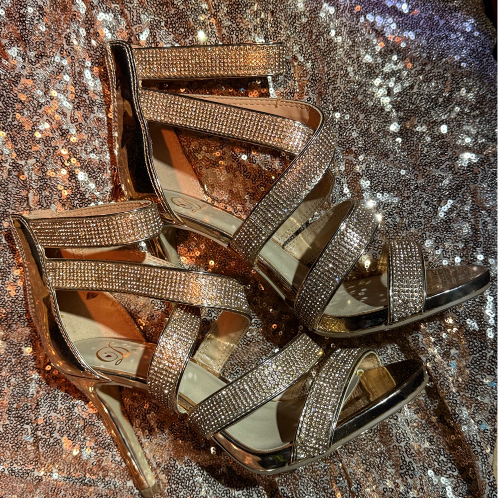 Elegant Gold Rhinestone Women's Heels